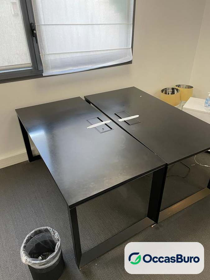 Bench de bureau noir face à face, piètement arche, reconditionné