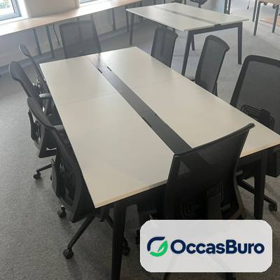 Bench modulable blanc à séparation noire, piètement noir – reconditionné