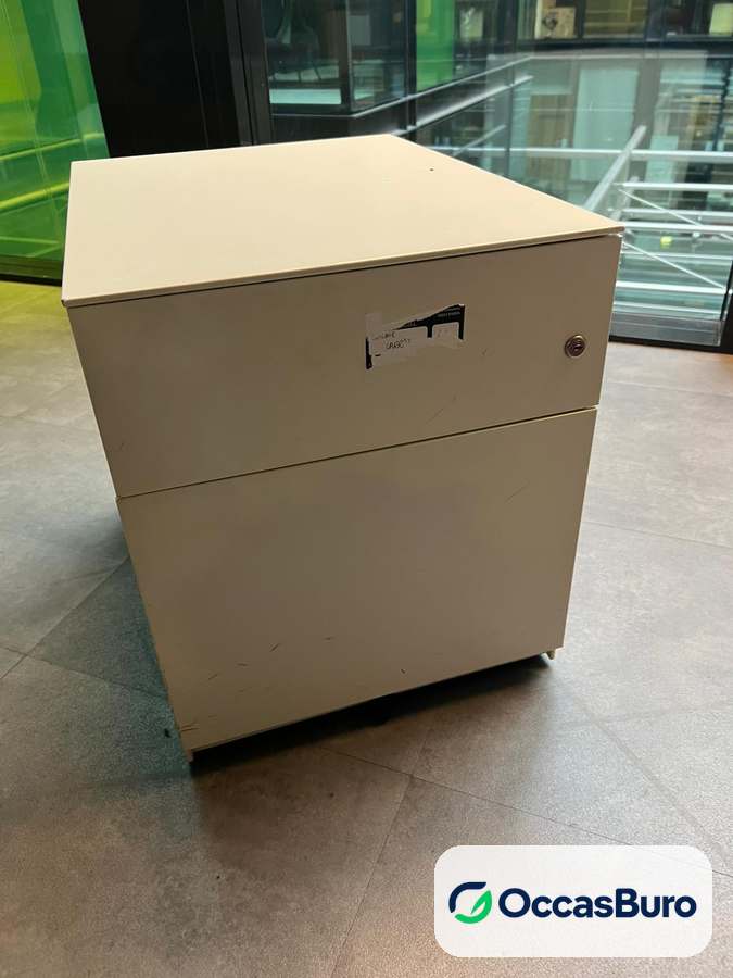 Caisson à roulettes blanc 2 tiroirs dont dossiers suspendus – reconditionné