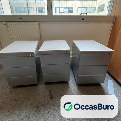 Caisson mobile métal gris 3 tiroirs avec serrure – reconditionné