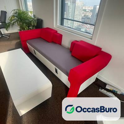 Ensemble lounge modulaire rouge, gris et blanc – reconditionné