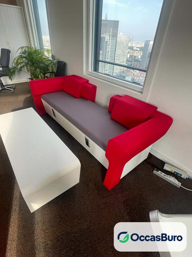 Ensemble lounge modulaire rouge, gris et blanc – reconditionné