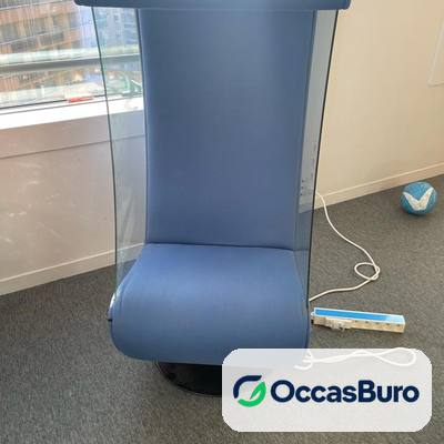 Fauteuil acoustique bleu à haut dossier et parois vitrées, reconditionné