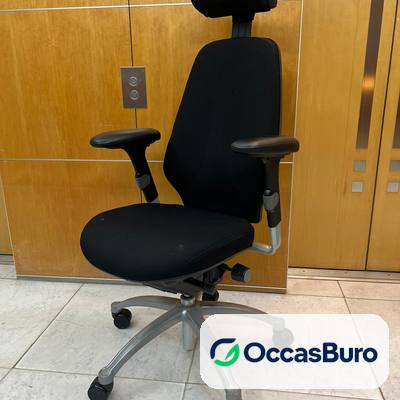 Fauteuil RH Logic tissu noir, têtière et accoudoirs réglables