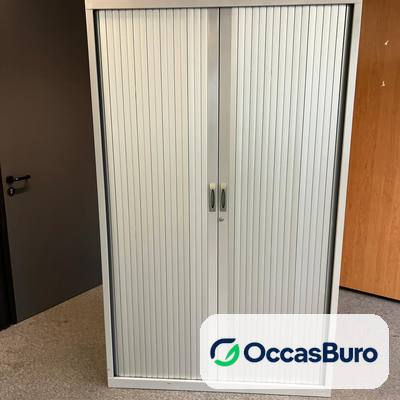 Grande armoire métallique grise à rideaux coulissants – reconditionnée