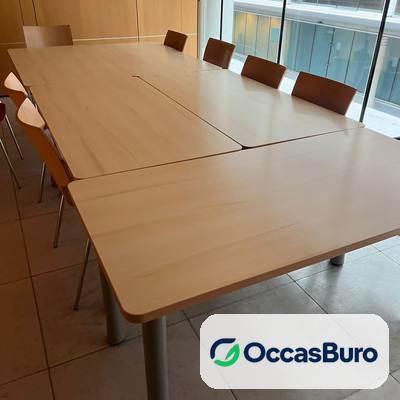 Grande table de réunion modulaire bois 10-12 places – reconditionnée