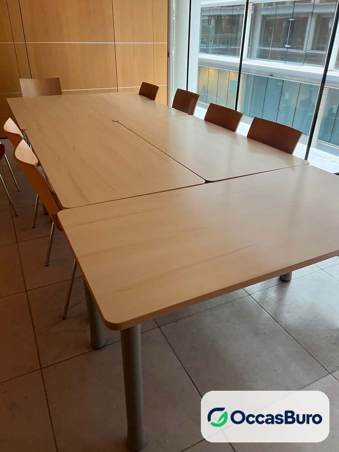 Grande table de réunion modulaire bois 10-12 places – reconditionnée