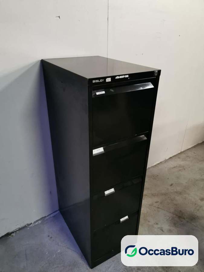 Meuble à dossiers suspendus Bisley noir, 4 tiroirs métal – reconditionné