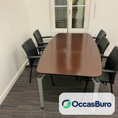 Table de réunion 6 places plateau tonneau wengé – reconditionnée