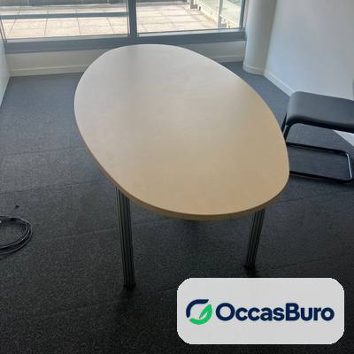 Table de réunion ovale en érable clair 6 places, 4 pieds – reconditionnée