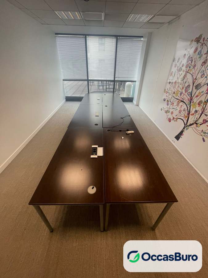 Table de réunion wengé 8 à 10 places, trappes – reconditionnée