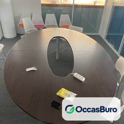 Table ovale wengé 8 places à ouverture centrale – reconditionnée