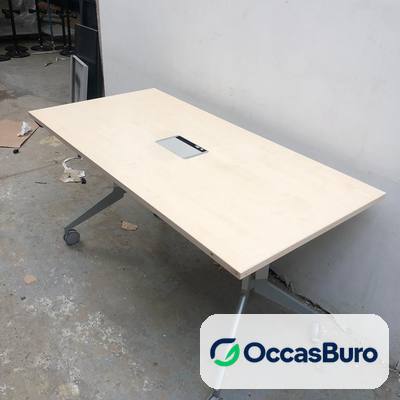 Table rabattable érable avec trappe, sur roulettes – reconditionnée